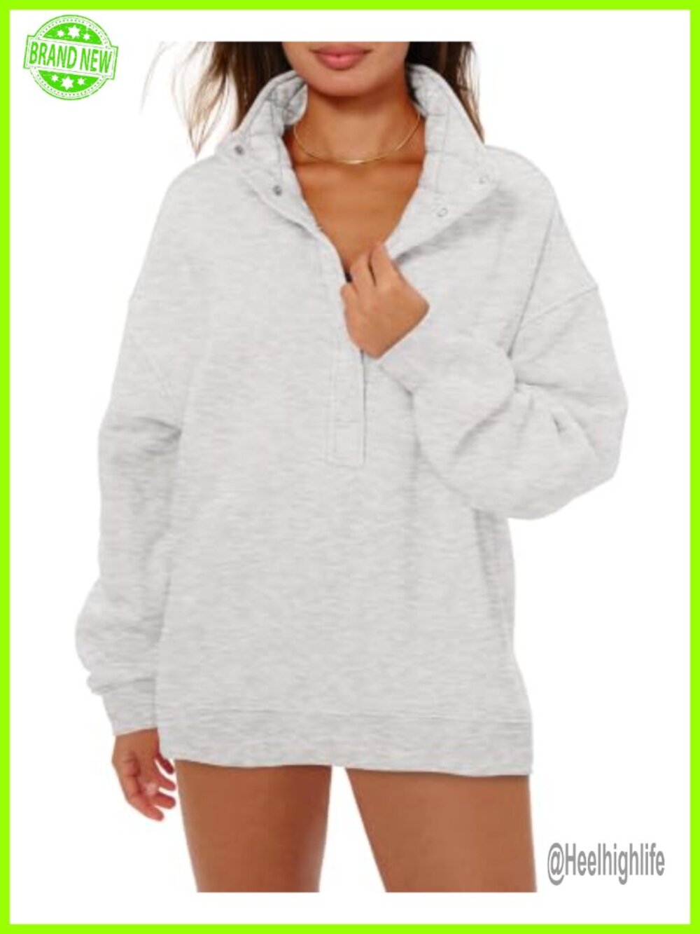Locachy Womens Oversized Sweatshirt Henley Neck Pullover Tops